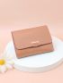 Brown Small Wallet Stitch Detail Credit Card Holder For Daily