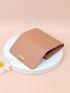 Brown Small Wallet Stitch Detail Credit Card Holder For Daily