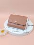 Brown Small Wallet Stitch Detail Credit Card Holder For Daily