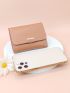 Brown Small Wallet Stitch Detail Credit Card Holder For Daily