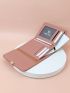 Brown Small Wallet Stitch Detail Credit Card Holder For Daily