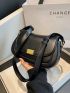 Small Saddle Bag Black Minimalist Flap For Work