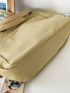 Khaki Shoulder Tote Bag Multi-Pocket Double Handle For Daily
