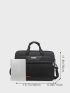 Black Classic Briefcase Metal Decor Large Capacity Document Storage Bag Laptop Protection For Business
