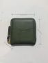 Stitch Detail Small Wallet Green Fashionable Zipper Around For Daily