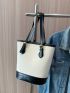 Medium Bucket Bag Colorblock Double Handle For Work