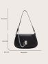Medium Saddle Bag Black Chain Decor Flap For Daily