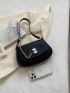 Medium Saddle Bag Black Chain Decor Flap For Daily