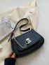 Medium Saddle Bag Black Chain Decor Flap For Daily