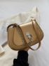 Medium Saddle Bag Gold Chain Decor Top Handle For Daily