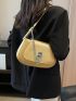 Medium Saddle Bag Gold Chain Decor Top Handle For Daily