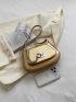 Medium Saddle Bag Gold Chain Decor Top Handle For Daily