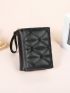 Heart Embroidered Small Wallet PU Black