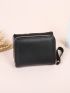 Heart Embroidered Small Wallet PU Black