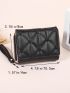 Heart Embroidered Small Wallet PU Black