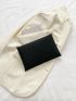 Crocodile Embossed Envelope Bag Contrast Piping PU
