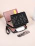 Heart Embroidered Small Wallet PU Black