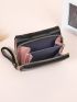 Heart Embroidered Small Wallet PU Black
