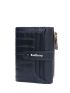 Crocodile Embossed Small Wallet Letter Graphic PU Black