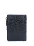 Crocodile Embossed Small Wallet Letter Graphic PU Black