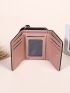 Heart Embroidered Small Wallet PU Black