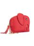 Genuine Leather Coin Purse Elephant Design Litchi Embossed Tassel Decor