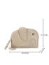 Mini Coin Purse Genuine Leather Cute Elephant Pattern Heart & Tassel Decor Zipper For Daily Decoration