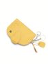 Mini Coin Purse Genuine Leather Cute Elephant Pattern Heart & Tassel Decor Zipper For Daily Decoration