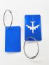 Airplane Pattern Luggage Tag With Lanyard Blue Portable For Outdoor Travel