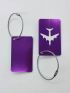 Airplane Pattern Luggage Tag With Lanyard Purple Portable Vacation For Outdoor Travel