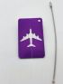 Airplane Pattern Luggage Tag With Lanyard Purple Portable Vacation For Outdoor Travel