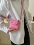 Mini Square Bag Pink Fashionable Flap With Adjustable-strap For Shopping