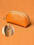 Litchi Embossed Key Case Orange Fashionable Genuine Leather Car Key Wallet Small Lipstick Bag