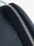 Litchi Embossed Key Case Black Fashionable Genuine Leather Car Key Wallet Small Lipstick Bag