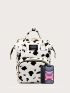Cow Pattern Classic Backpack Fashionable Zipper With Adjustable-strap For Shopping