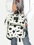 Cow Pattern Classic Backpack Fashionable Zipper With Adjustable-strap For Shopping