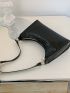 Crocodile Embossed Baguette Bag PU Elegant