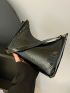 Crocodile Embossed Baguette Bag PU Elegant