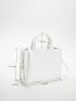 Letter Embossed Square Bag PU White