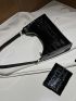 Crocodile Embossed Baguette Bag With Purse PU Elegant
