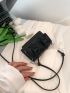 Mini Messenger Bag Buckle Decor Solid Black