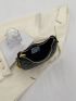 Mini Hobo Bag Quilted Chain PU Black