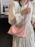 Minimalist Hobo Bag Chain Decor Pink