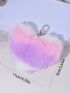 Colorblock Bag Charm Heart Design Fluffy