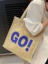 Letter Graphic Shopper Bag Preppy