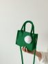 Mini Square Bag Crocodile Embossed Pom Pom Decor