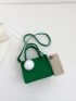Mini Square Bag Crocodile Embossed Pom Pom Decor