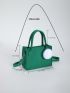 Mini Square Bag Crocodile Embossed Pom Pom Decor