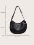 Letter Patch Decor Hobo Bag Minimalist