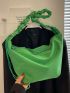 Minimalist Hobo Bag Ruched Strap Green